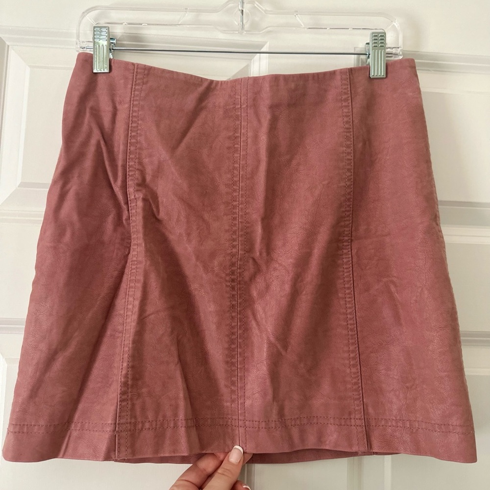 Free People Faux Blush Leather Skirt